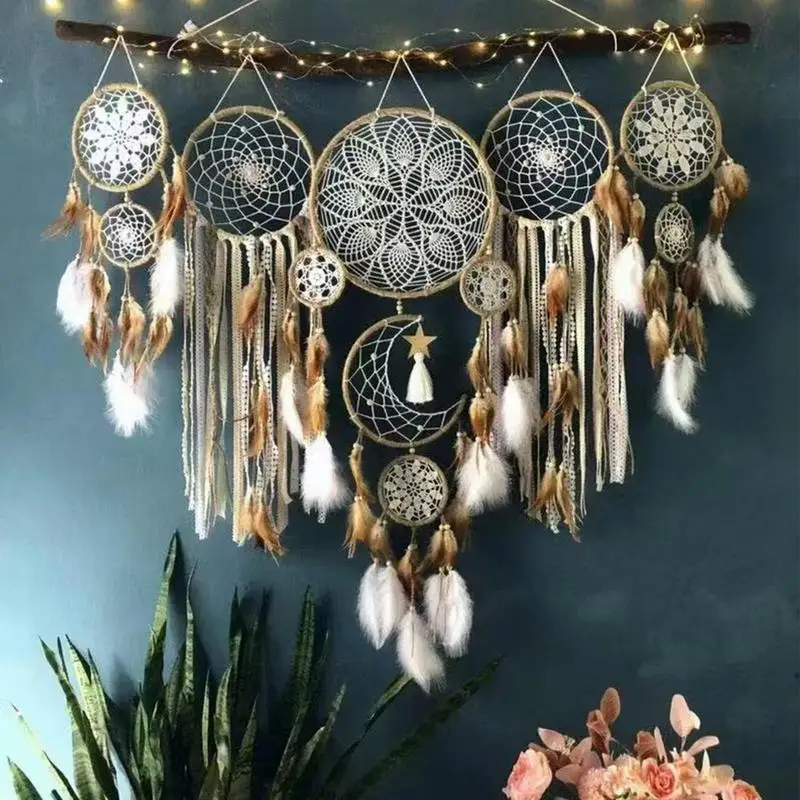 5pcs/set Dream Catchers Home Decor Boho Handmade Macrame Dream Catchers Wall Art Hangings Ornaments For Baby Room Nursery