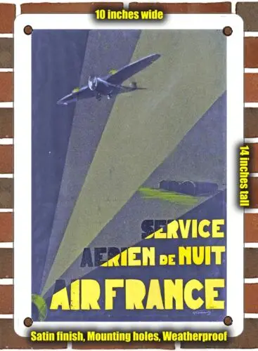 METAL SIGN - 1937 Service Aerien de Nuit, French Airline - 10x14 Inches