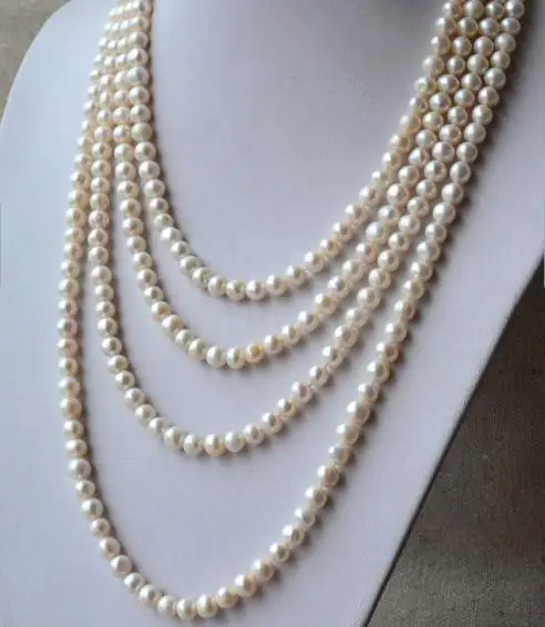 

Long pearl necklace - 90 inches 7 - 8mm white Freshwater Pearl Necklace,Pearl necklace