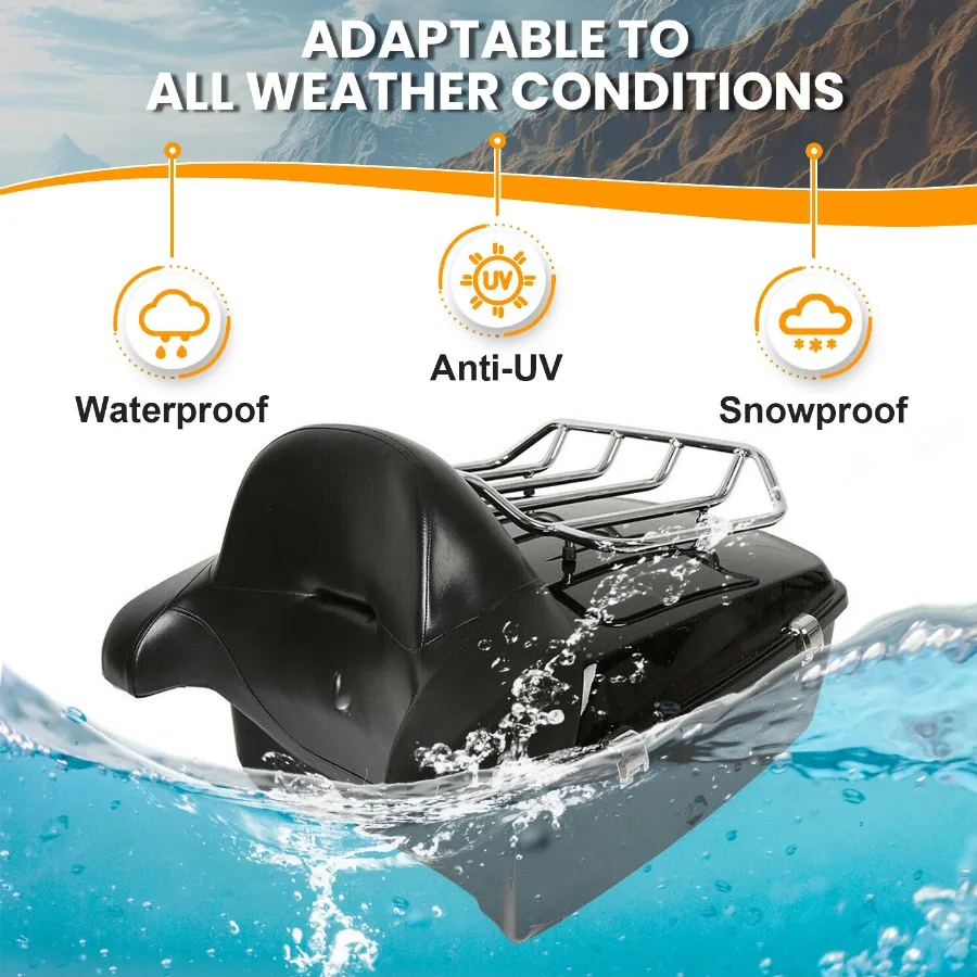 King Trunk Backrest Rack Pack For Harley Davidson Touring Street Road Glide 14+