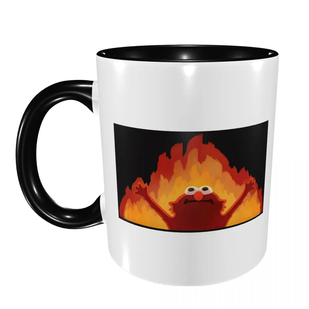Hellmo Elmo On Fire Mug Funny Ceramic Coffee Cups Tea Mugs Milk Cup Drinkware Gifts for Woman Man