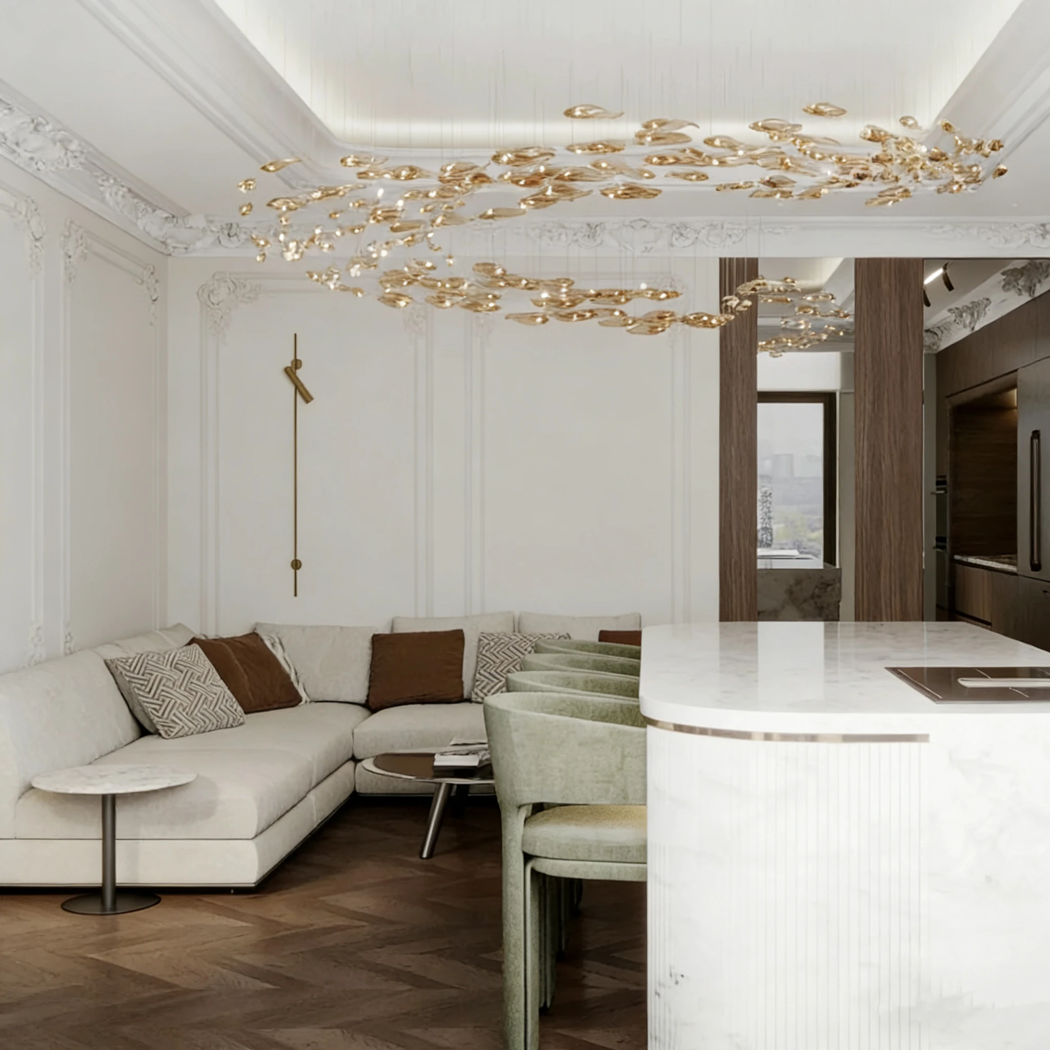 Customized Glass Chandelier, Hotel Lobby Banquet Hall Restaurant Villa Decorative Lamp