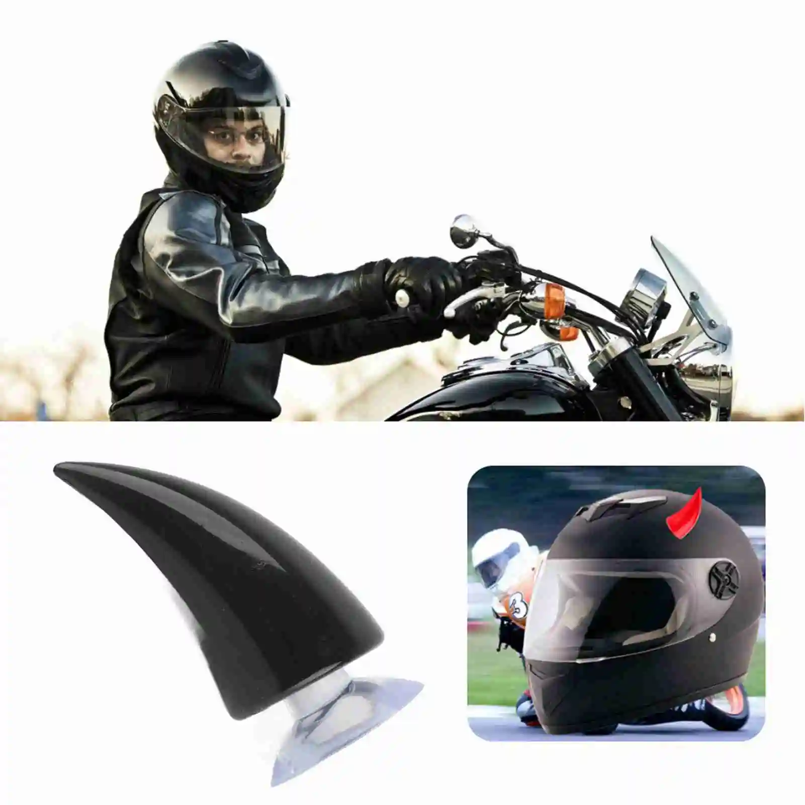 Motorcycle Helmet Devil Demon Horn With Sucker Decoration Accessories Black