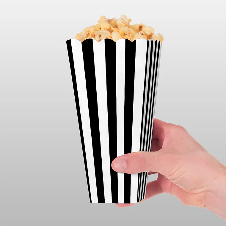 12/36/60/120 Stuks Roze Witte Streep Popcorn Dozen Pop Maïs Snoep Gunst Zakken bruiloft Verjaardag Film Party Servies Snack Dozen