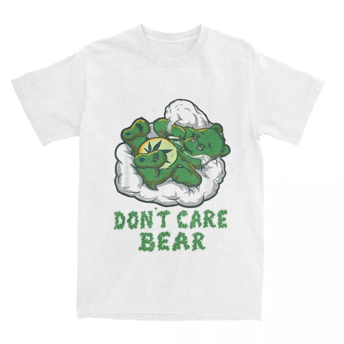 Care Bears Smoking Weed Cannabis Marijuana 4-20 Stoner Gift T Shirt Men Cotton T-Shirt Round Neck Tees Short Sleeve Clothes