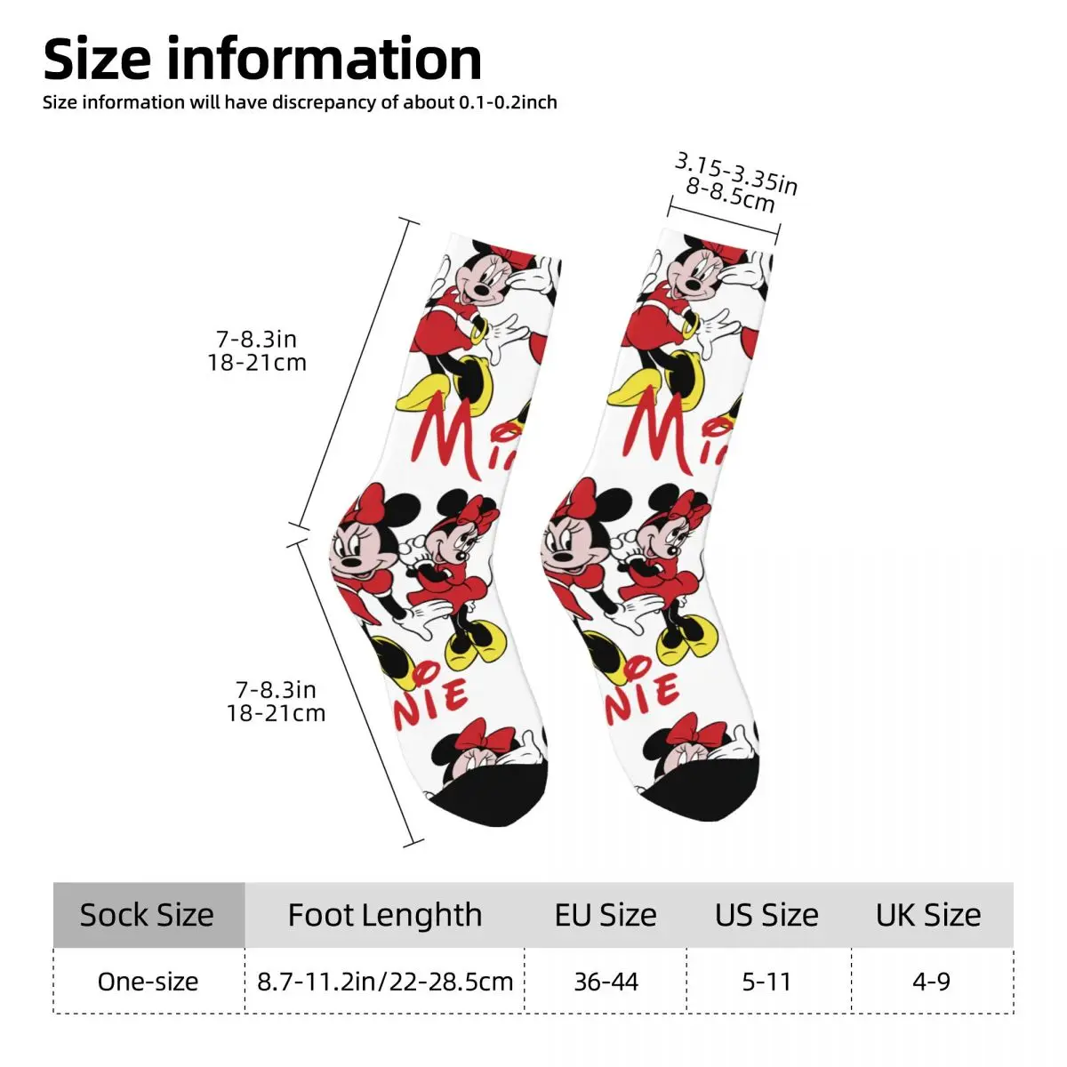 Funny Crazy compression Disney Sock for Men Hip Hop Harajuku Mickey Mouse Happy Seamless Pattern Printed Boys Crew Sock Novelty