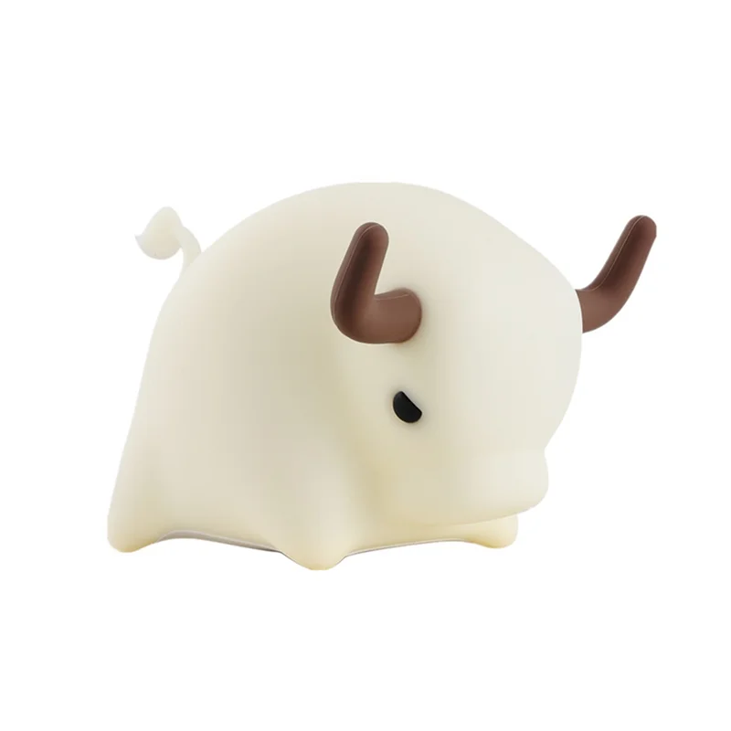 

ABRW-Cow Night Lamp Soft Silicone LED Light Rechargeable Cute Animal Night Light With USB Cable For Room Bedroom Decor