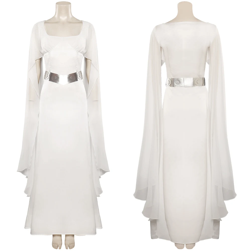 

Leia Cosplay Fantasy Clothing Women Princess Dress Belt White Robe Roleplay Uniform Halloween Carnival Disguise Party Outfits