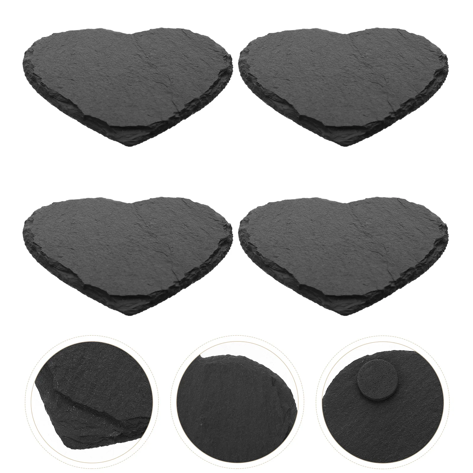 

4pcs Heart Shaped Coasters Retro Drink Coasters Wear Resistant Heat Resisting Cup Mats Non Slip Tabletop Cup Pads for Kitchen