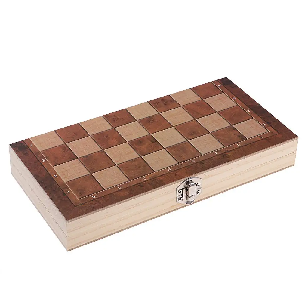 Jeu de société traditionnel en bois, échiquier pliable, jeu de stratégie classique, jeu d'échecs portable pour la famille et la maison