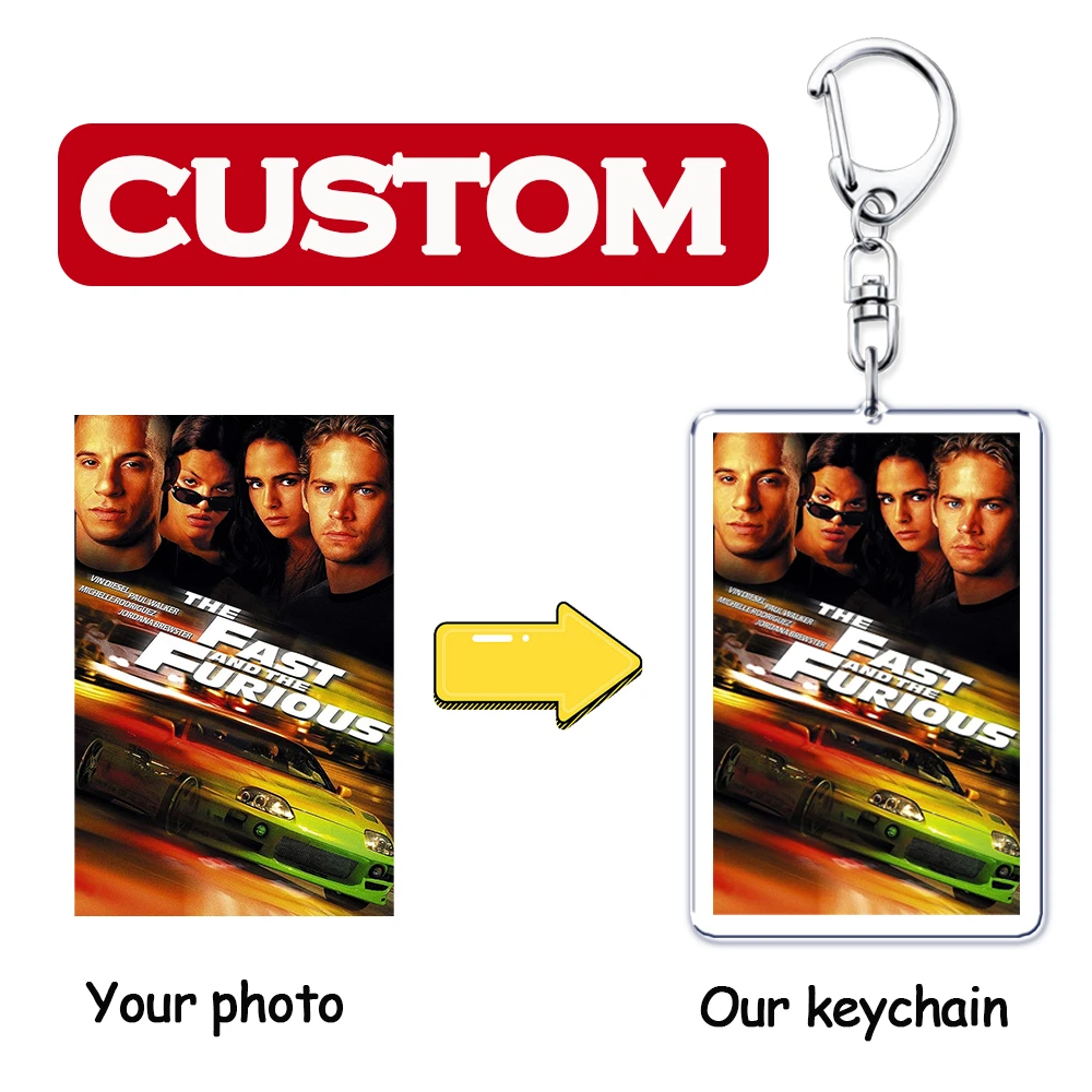 Custom Keychain Key Chain Photo Customized Movie Idol Pet Family Image Picture Personalized Keyrings Friends Birthday Fans Gifts