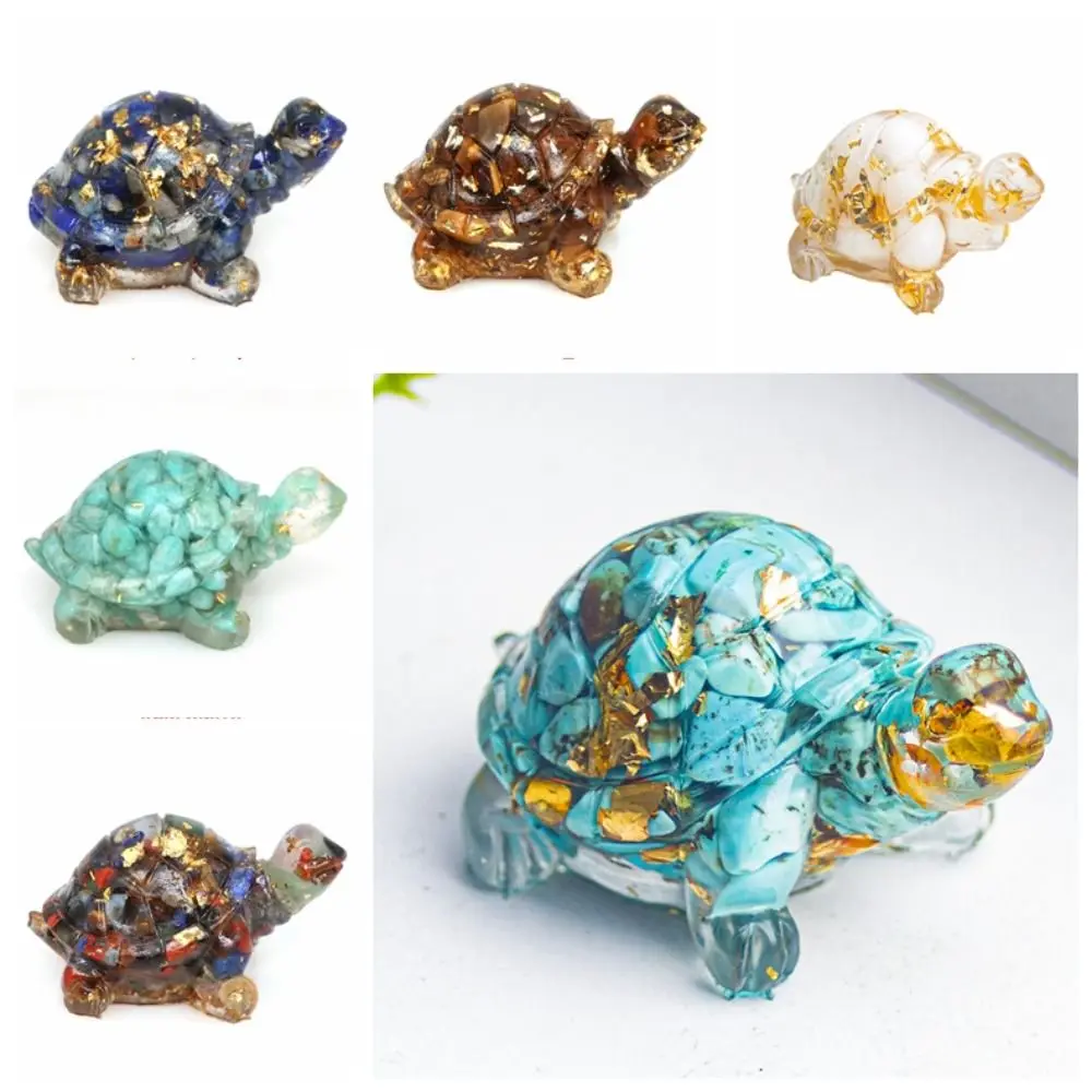50MM Animals Crystal Epoxy Turtle Statue Tortoise Natural Pocket Tortoise Figurine Crystal Epoxy Home