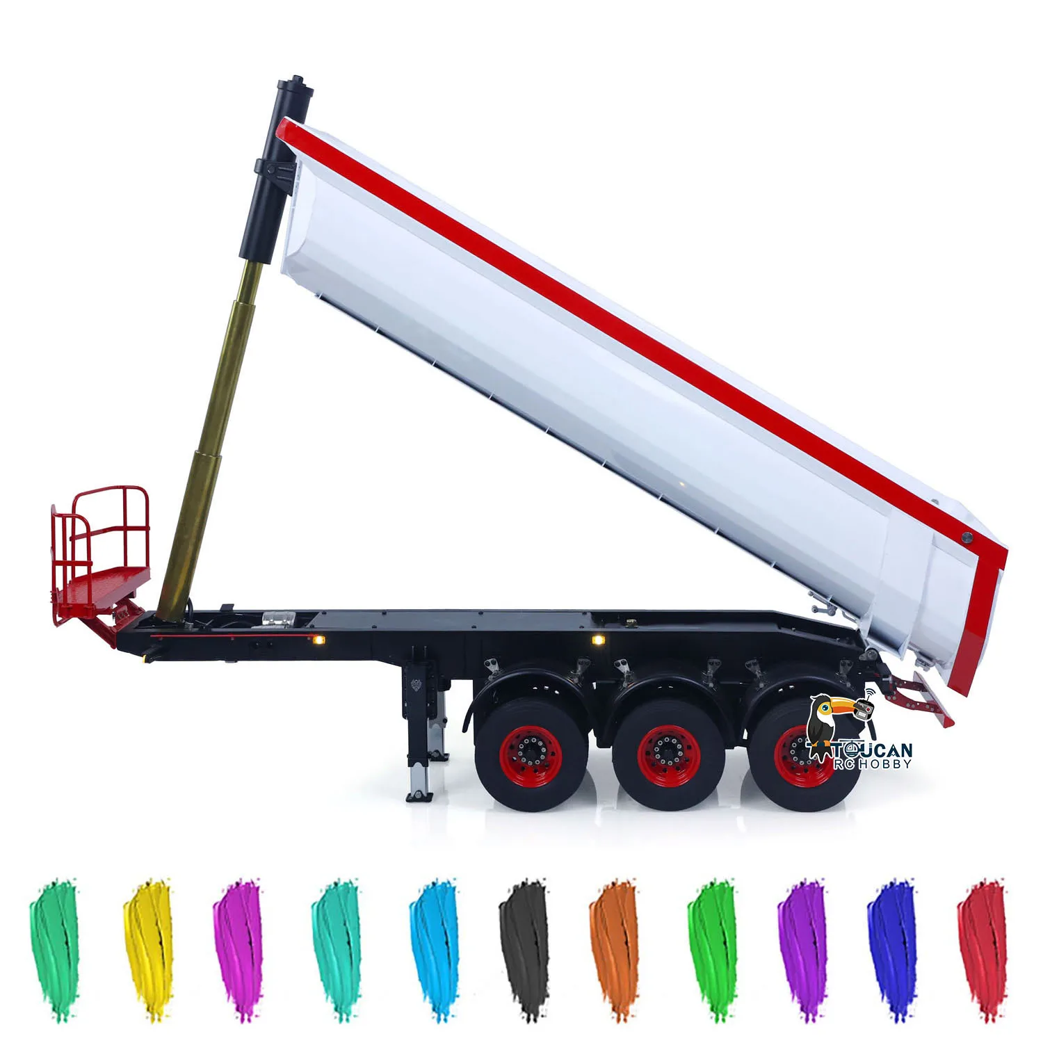 

Металлический 3 оси LESU, 1/14, гидравлический самосвал, полуприцеп, U-образное ведро для DIY TAMIYA, система освещения тягача с дистанционным управлением