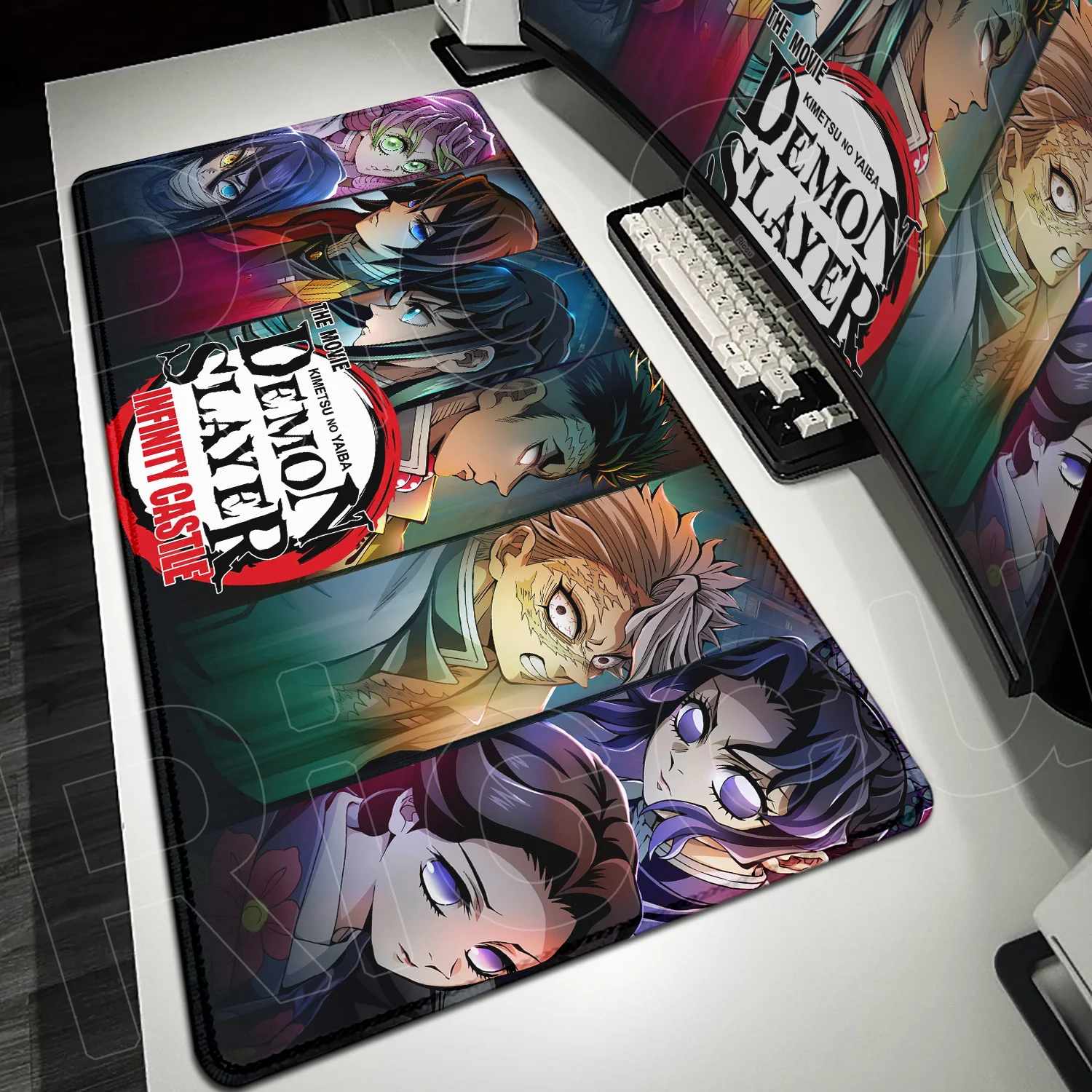 

Large Stitch Edge Gaming Keyboard Mouse Pad XXL Anime Demon Slayer Nezuko Rubber Non-slip Table Mats Computer Office Accessories