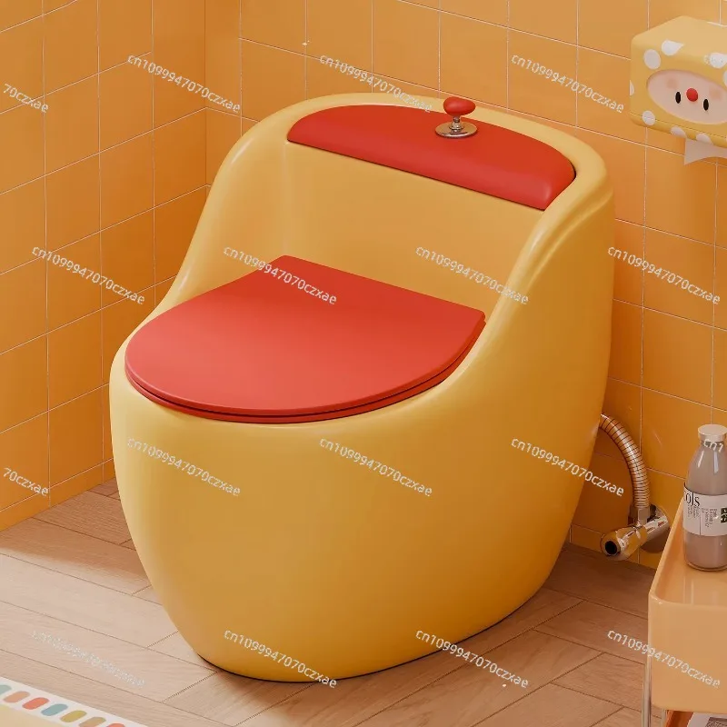 Dopamine Color Ordinary Toilet Egg Type, Personalized Creative Siphon Type Household Silent Toilet