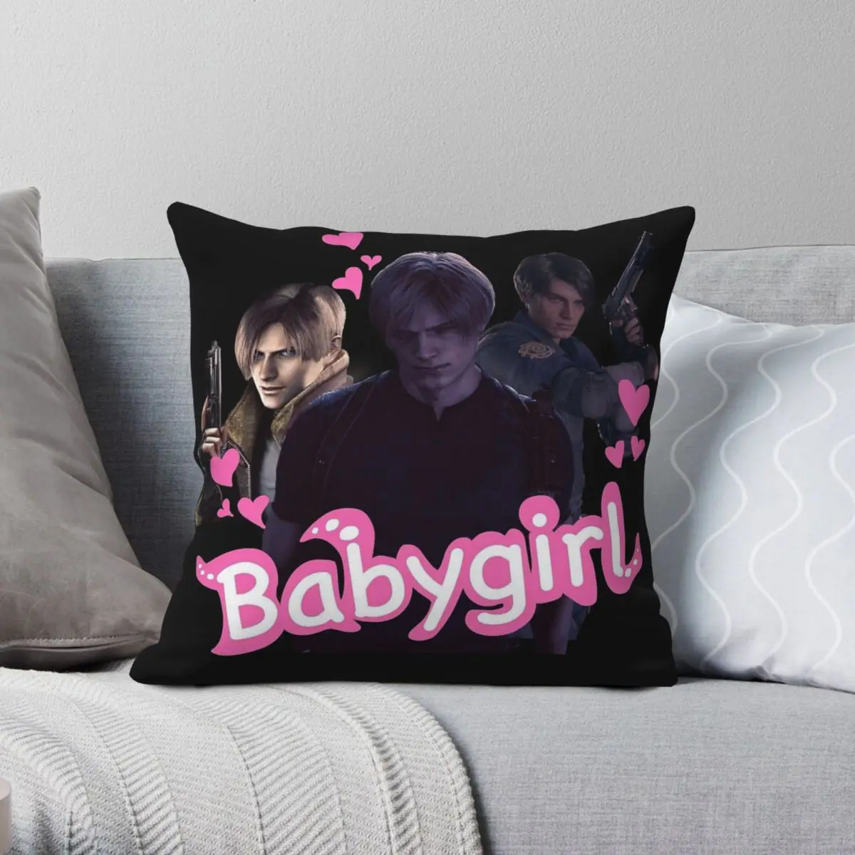 Trio Leon Kennedy Babygirl Square Pillowcase Polyester Linen Velvet Creative Zip Decor Pillow Case Sofa Seater Cushion Cover