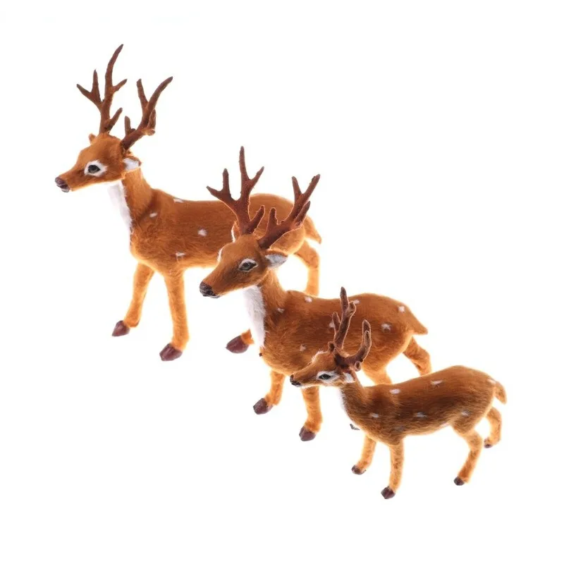 1pc Simulation Christmas Deer Christmas Elk Plush Reindeer Christmas Decoration Fairy Garden Miniatures Props