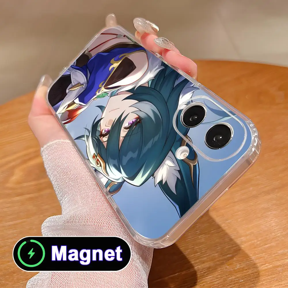 

Прозрачный чехол HSR Yukong из ТПУ с MagSafe для iPhone 17, 16, 15, 14, 13, 12, 11 Air Pro Max Plus Mini, цветной