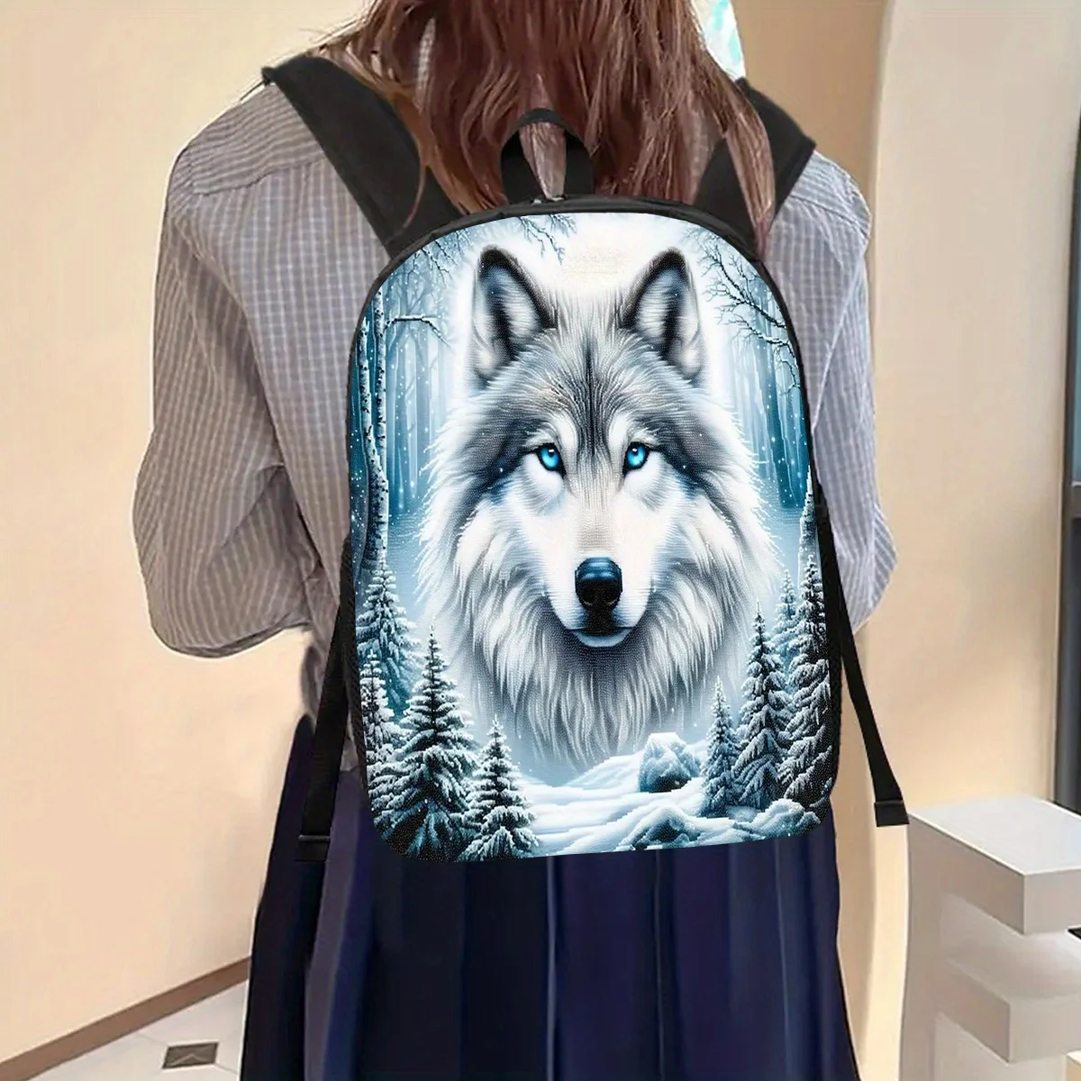 

JIT 1pc, Wolf Backpack, Large Capacity 17 Inch Casual Backpack Laptop Bag with Water Bottle Holder - Lightweight