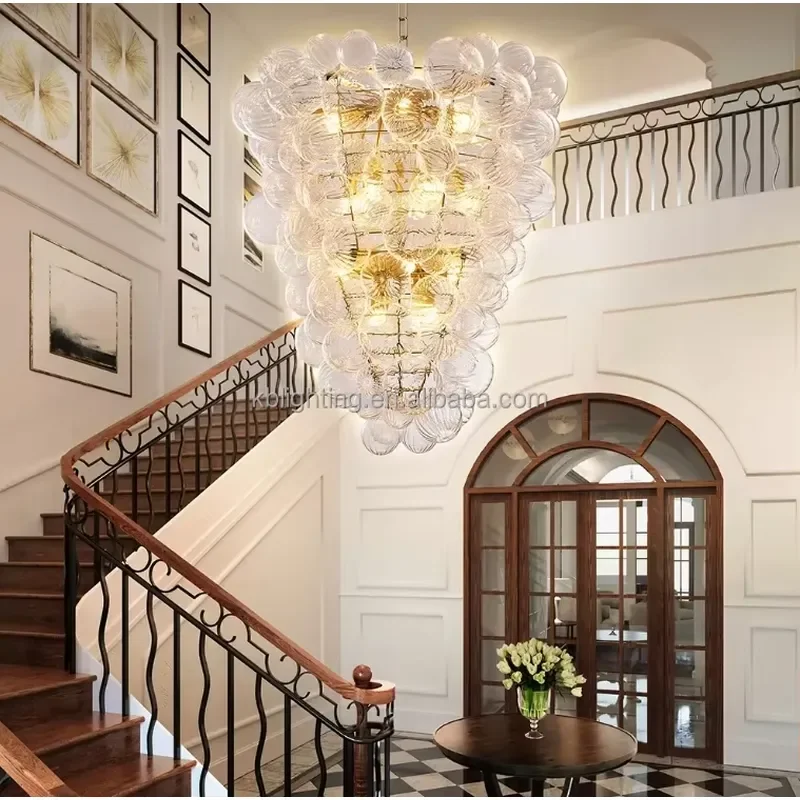 Modern Swirled Texture Glass Bubble Indoor Chandelier Talia Large Nordic Wedding Decorative Chandelier