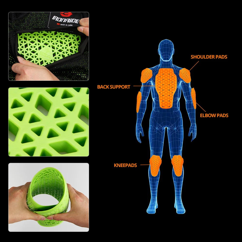 Motorcycle Jacket Back Protector CE Certification Motorbike Armor Built-in Protective Gear Shoulder Elbow Knee Pads Anti-Fall