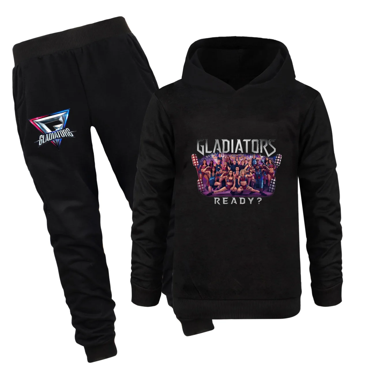 Gladiator Are You Ready Hoodies Set Kids Spring Autumn Hooded Sweatshirts Pants 2 Pcs Toddler Girls Outfits Boys Sportsuit
