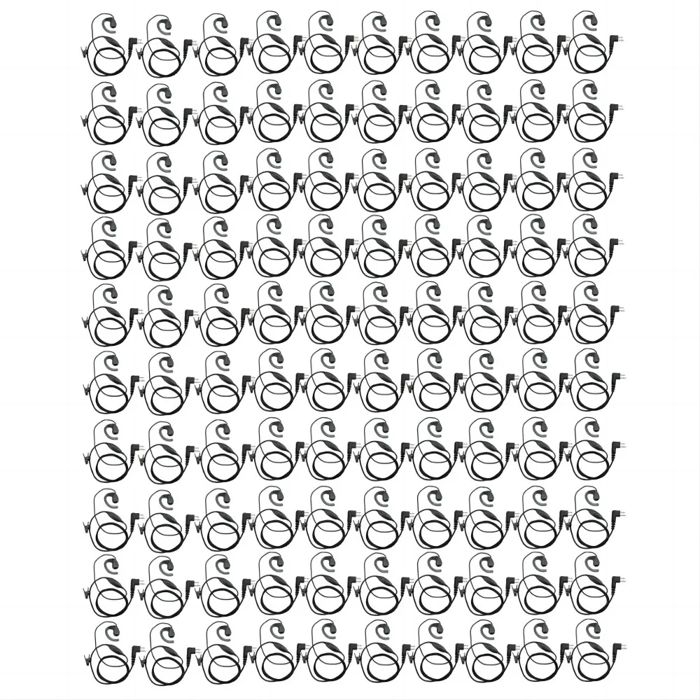 100Pcs 2 Pin Earpiece Headset For Motorola Radio GP300/308 P080/2000 XTN500/600