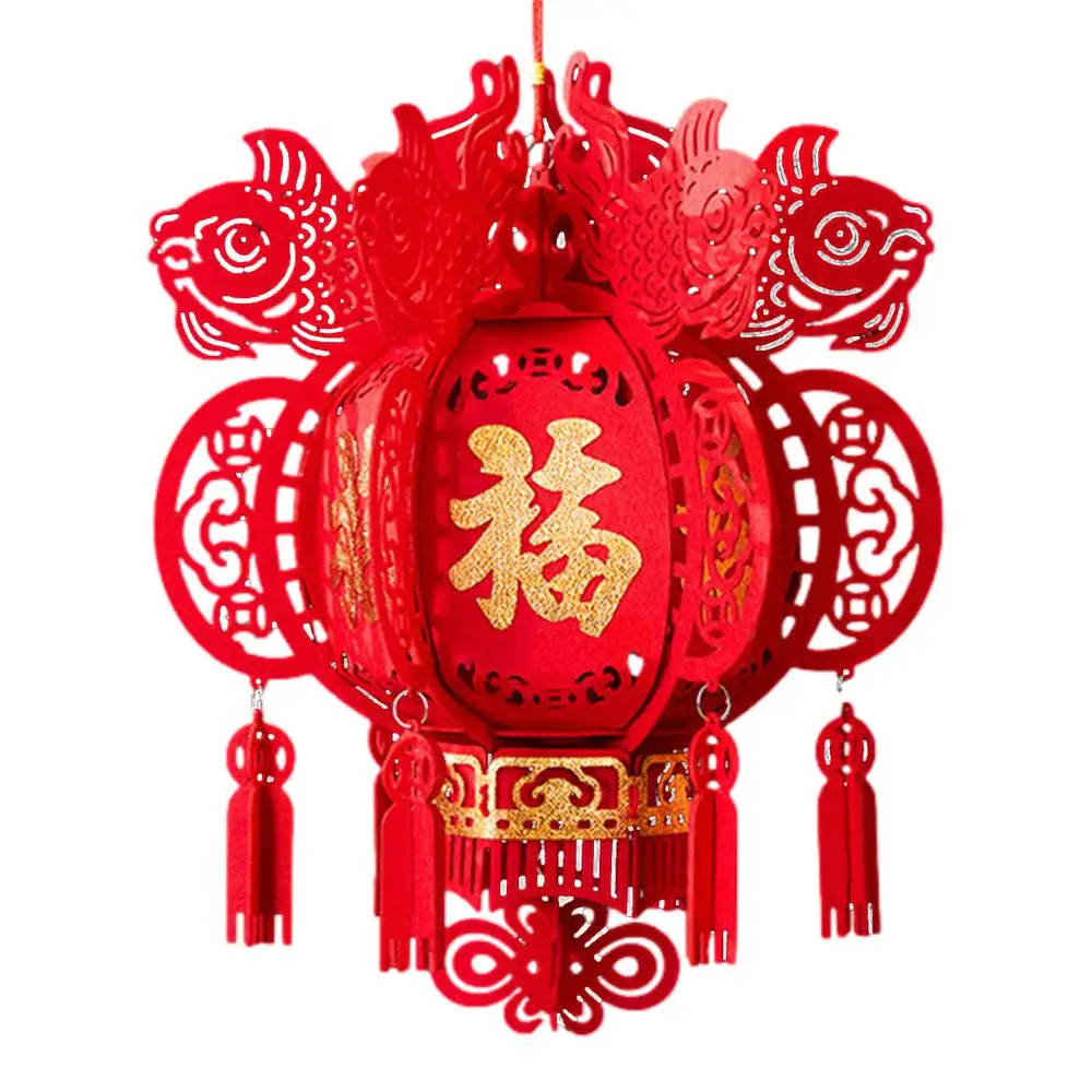 Chinesische Neujahrs-Papierlaternen Rote Fu 3D-Puzzle-Laterne Vliesstoff Chinesische Neujahrs-Dekorationen Frühlingsfest Fuzi-Laterne