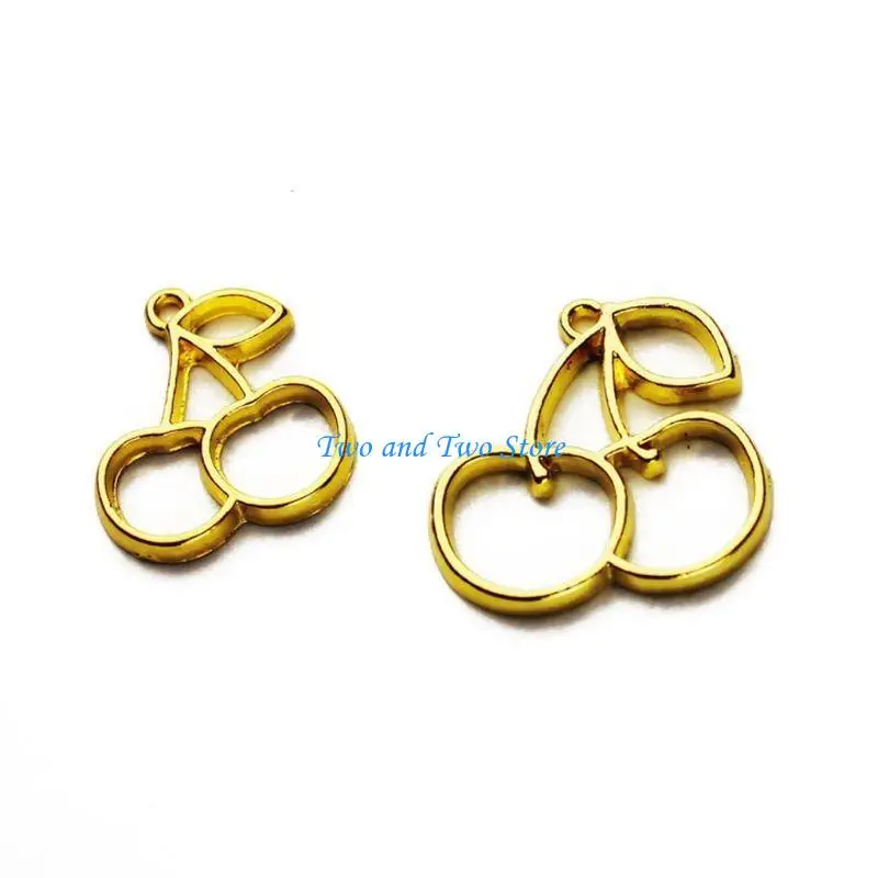 HX6F 5Pcs Cherry Pendant Blank UV Resin Frames Open Bezel Setting Jewelry Making