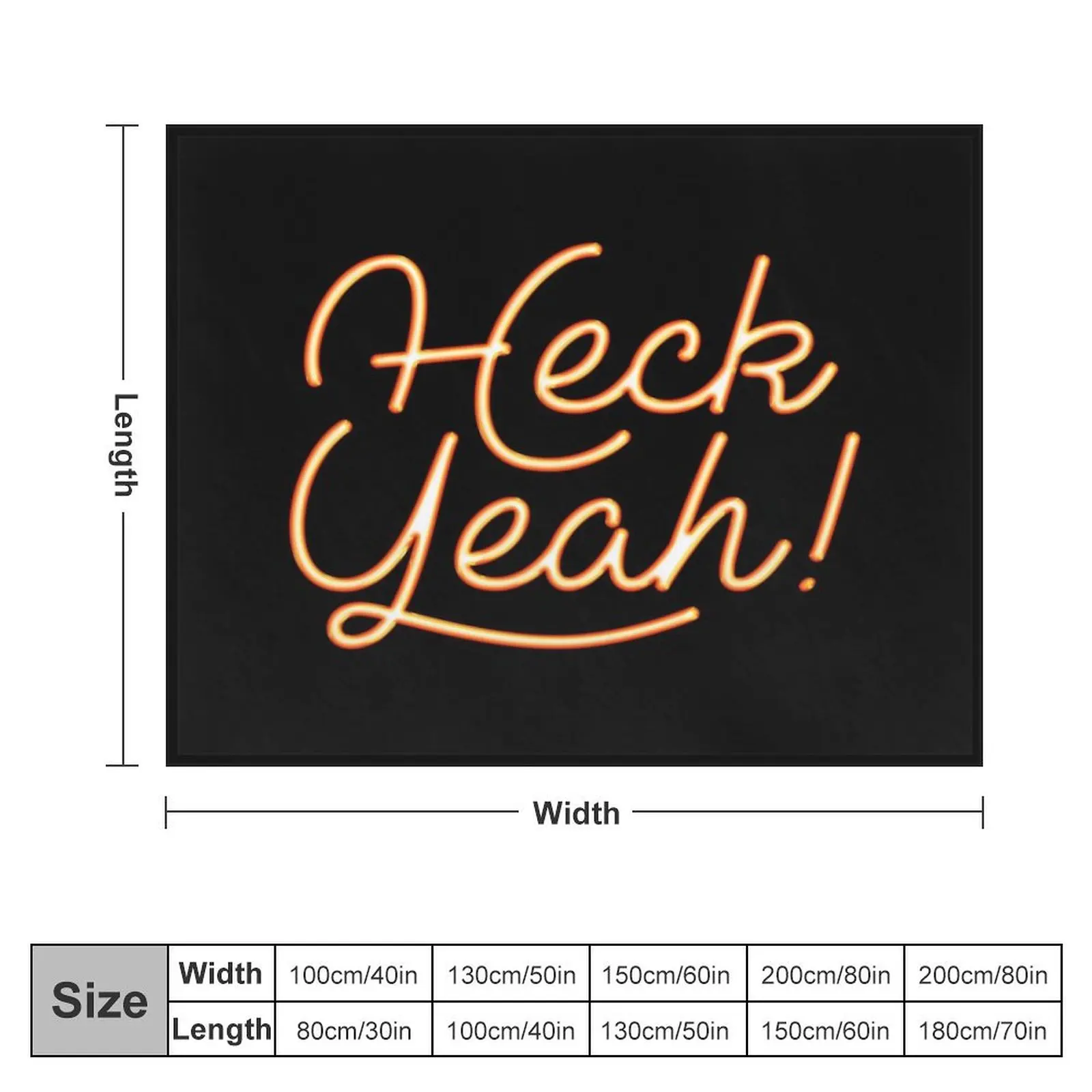 Heck Yeah! Glowing Neon Sign Typography Design Throw Blanket Warm halloween Extra Large Throw heavy to sleep Blankets