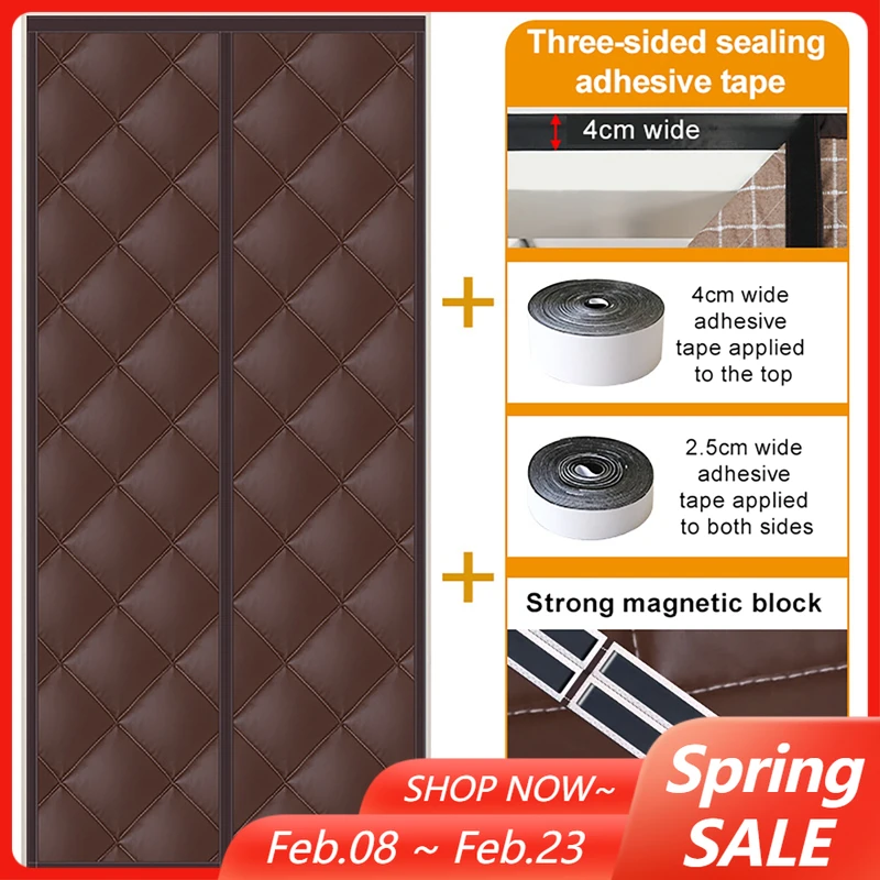 

100x210 см магнитная термоизолированная дверная занавеска, защита конфиденциальности, ветрозащитная, водонепроницаемая, хлопковая занавеска для обогревателя, зимняя