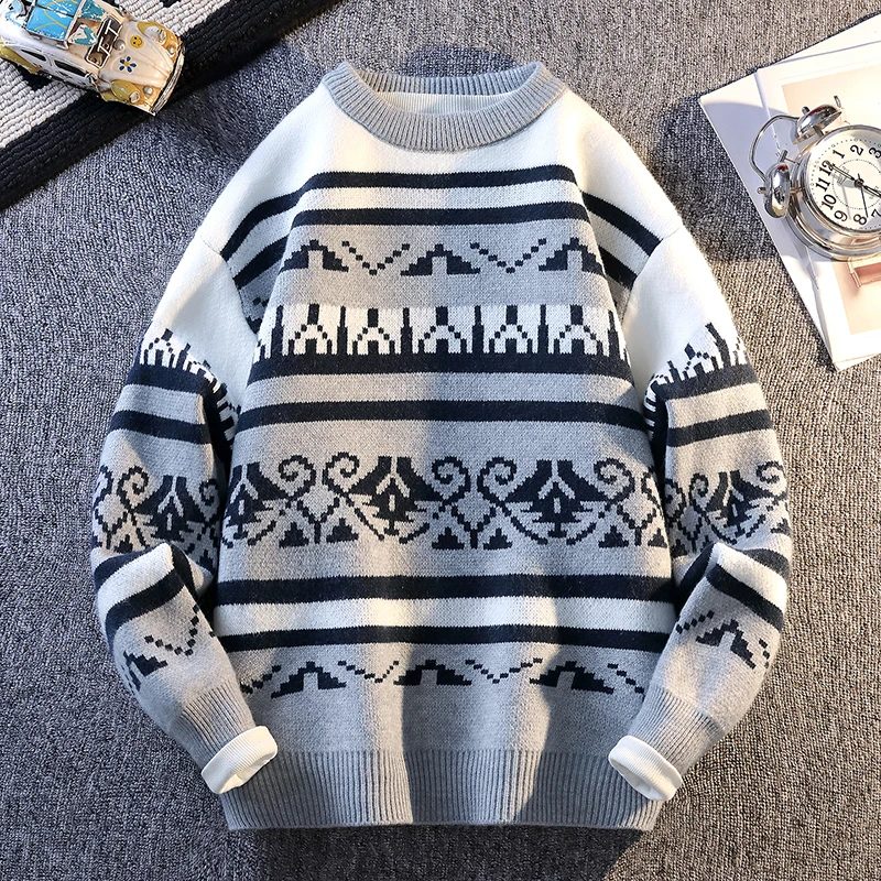 

Мужской свитер в стиле ретро, осень-зима, вязаный пуловер в американском винтажном стиле, модный дизайн, уютный, теплый, толстый, лидер продаж, повседневный свитер