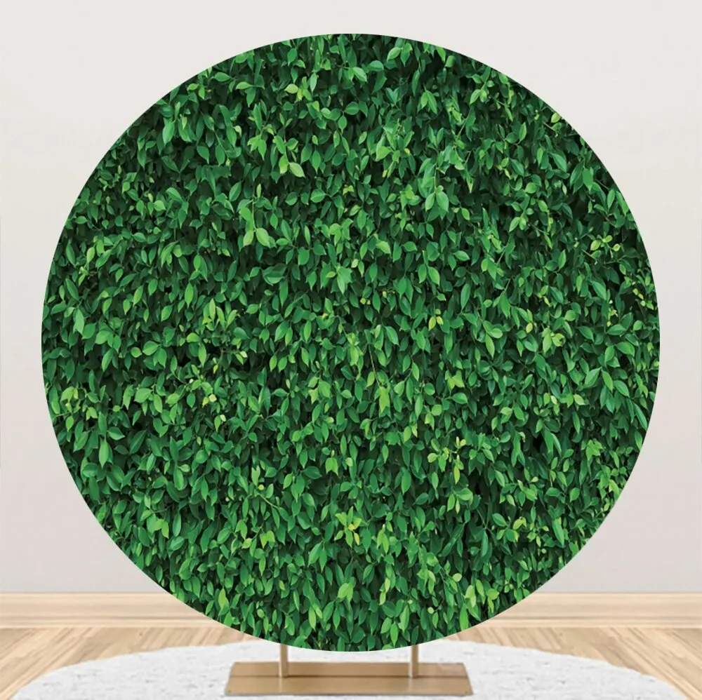 Green Grass Wall Round Backdrop Cover Greenery Leaves Baby Shower Wedding Birthday Party Decor Circle Photography Background