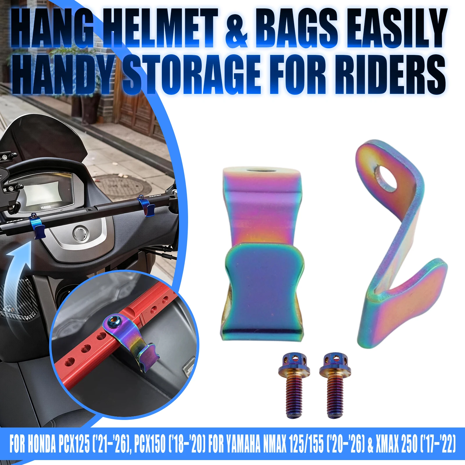 Rearview Mirror Luggage Helmet Convenience Hook For PCX125 PCX150 NMAX 125/155 XMAX 250 300 Kymco-AK550 SYM ADX TG 400