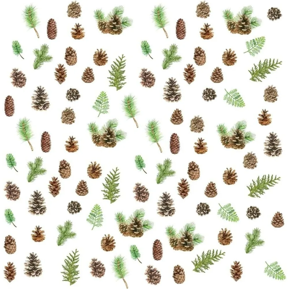 96 Pieces Watercolor Boho Pinecone Wall Stickers Self Adhesive Vinyl Plants Wall Art Stickers Pine Tree Leaf Home Decor Wall