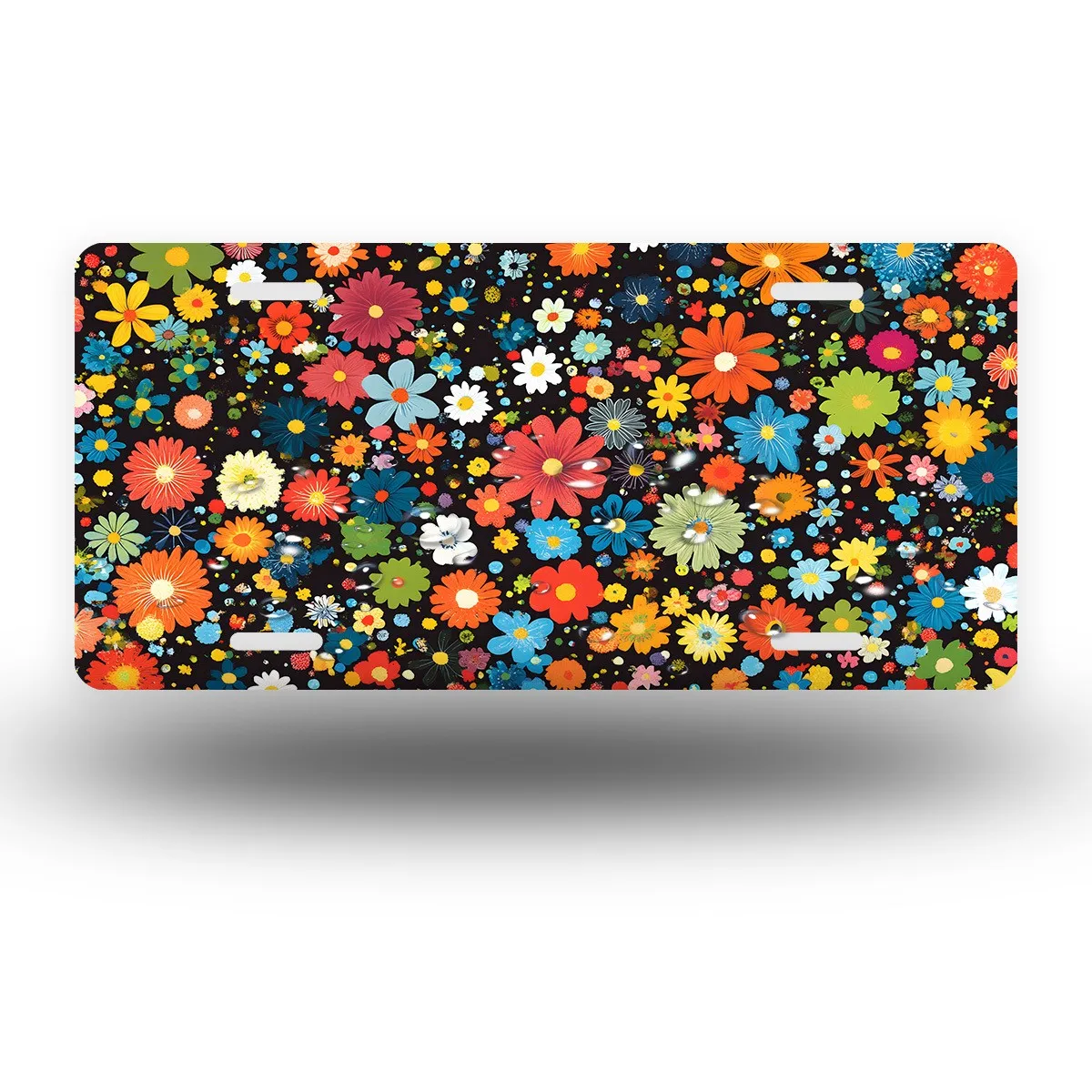 

Colorful Flowers License Plate Cover Aluminum Decorative Front Frame for Men Women