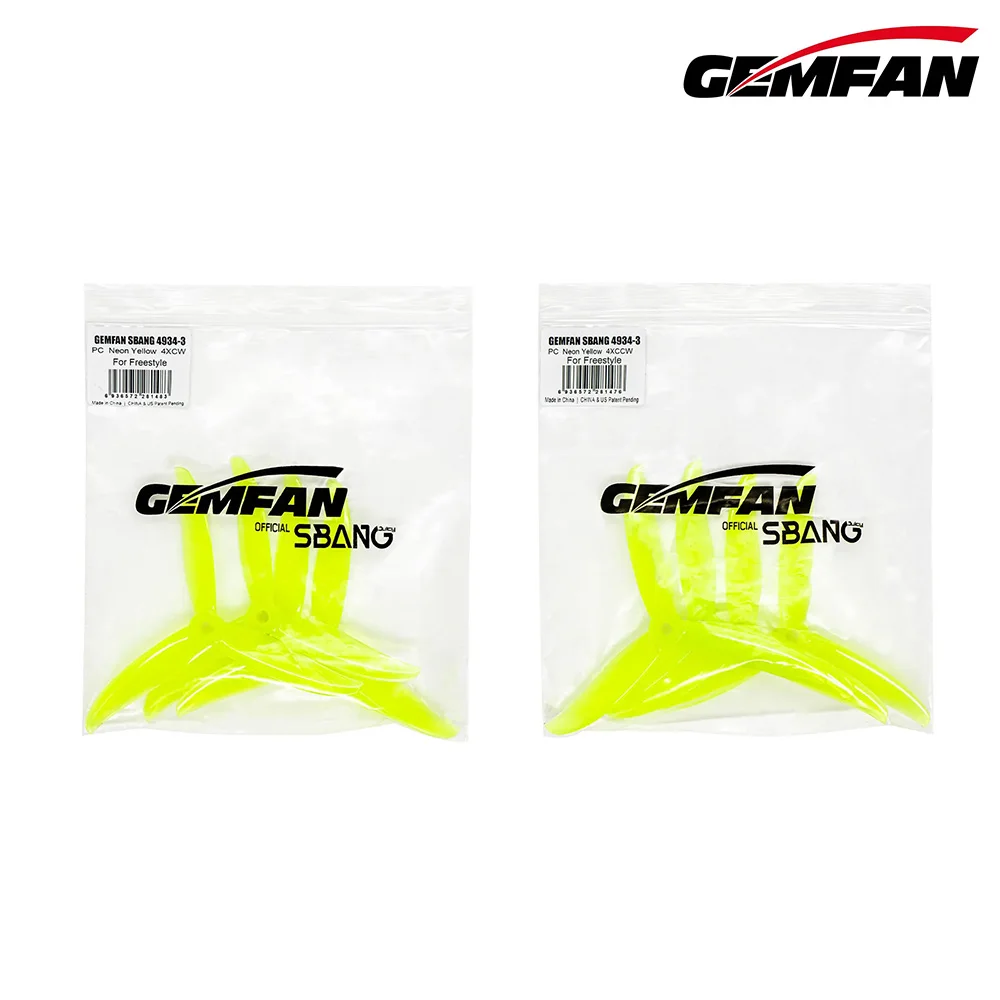 8 Stück/4 Paar Gemfan SBANG 4934 4,9 x 3,4 x 3 3-Blatt-PC-Propeller CW CCW SBANG Requisiten für FPV Freestyle 5 Zoll Drohnen Juicy Sbang DIY – Detail 11