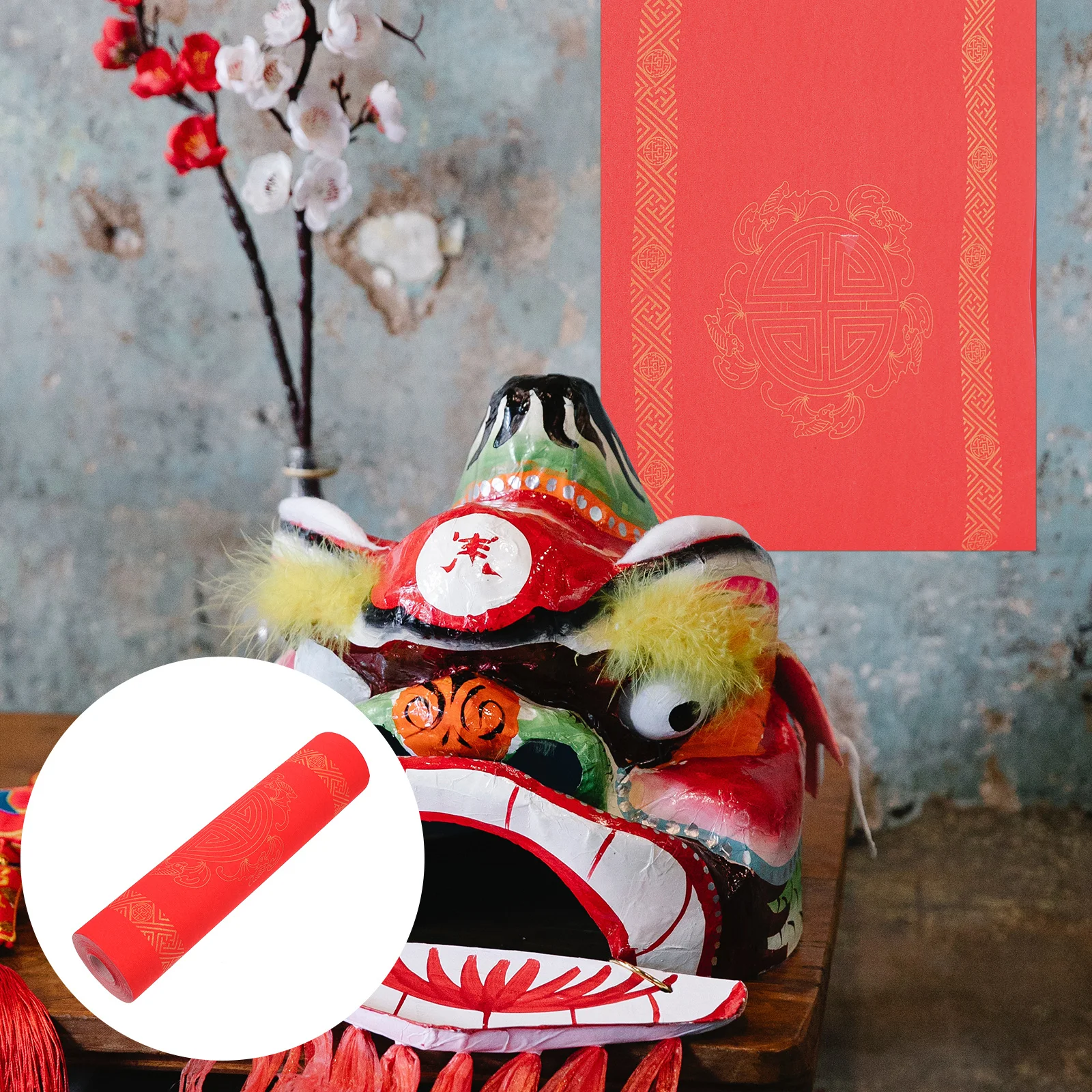 

IWOWHERO 1 Roll Red Rice Paper for Chinese Wedding Tissue Couplet Writing Handwriting Practice Wrapping Decor