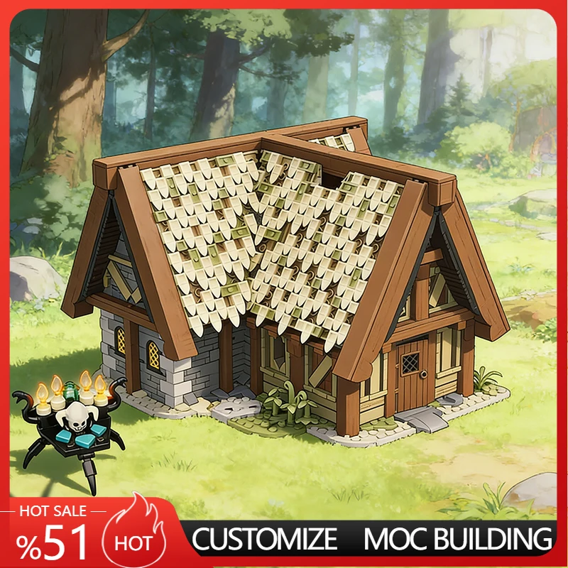 2772-teiliges Konstruktionsset Whiterun Breezehome Haus MOC Anpassbares Modulares Baustein-Design-Modell DIY Urlaubsspielzeug Geschenke