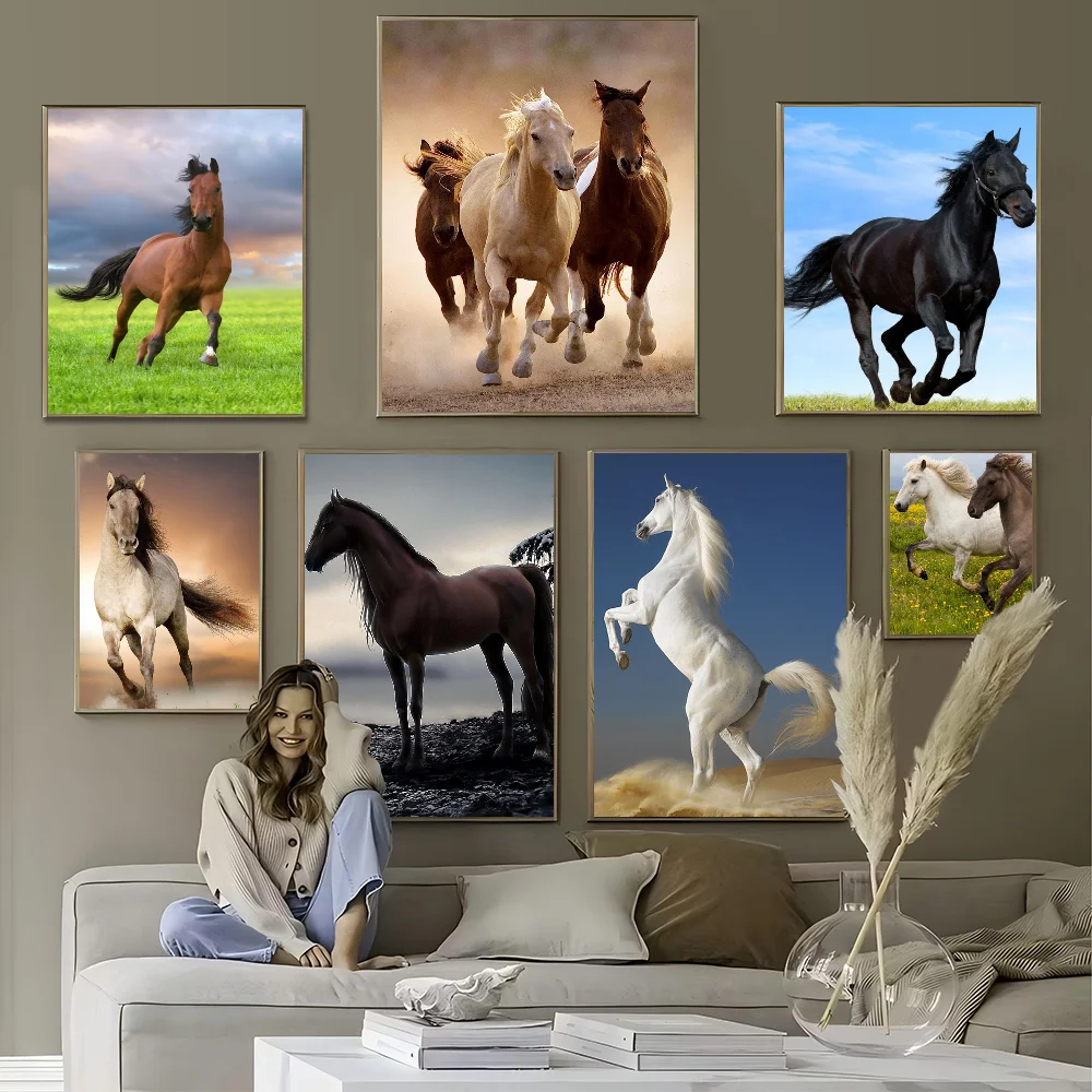 

Beautiful Horse Classic Vintage Posters Waterproof Paper Sticker Coffee House Bar Home Decor