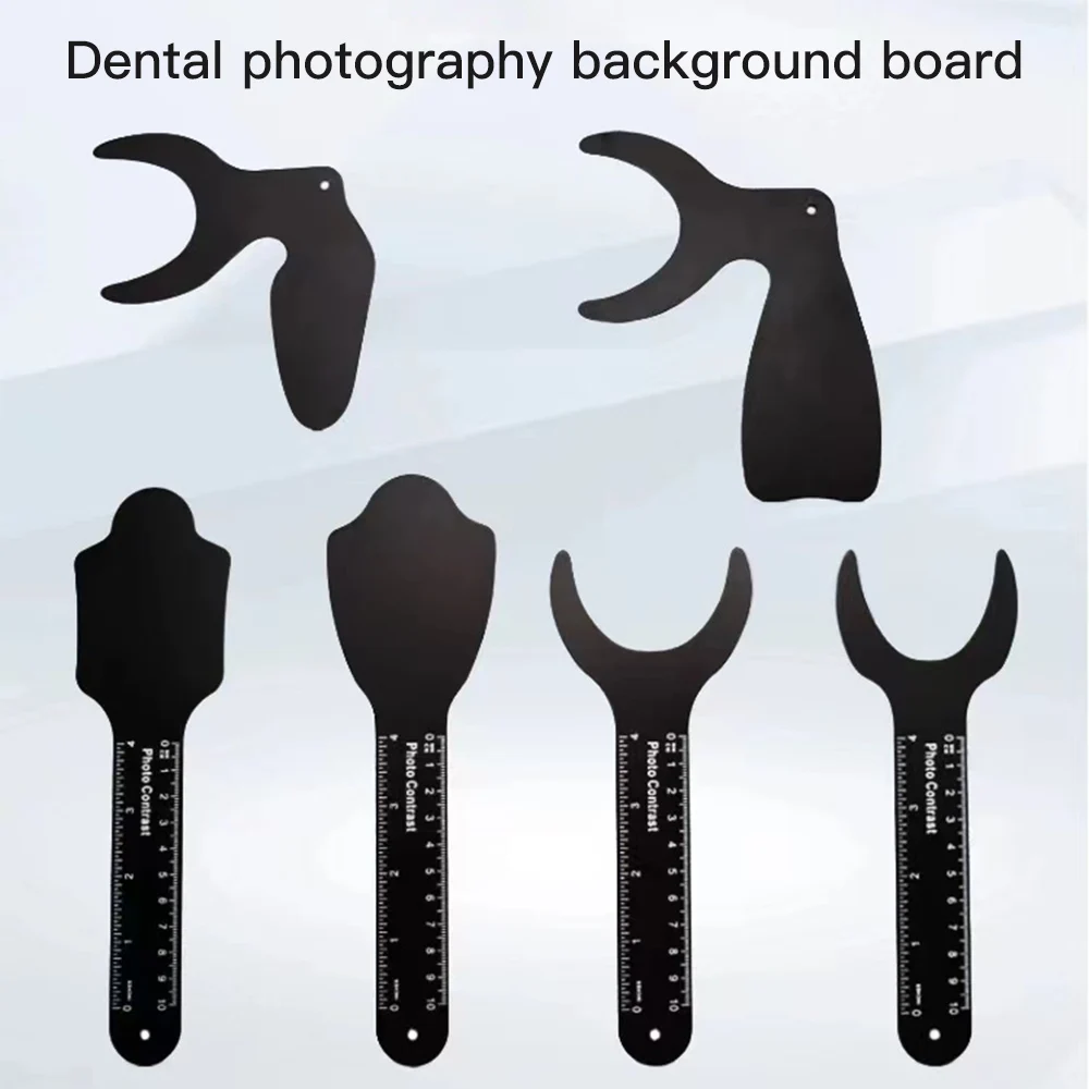 

6PCS/Set Dental Photographic Background Board Black Autoclavable Intraoral Photo Contrast Mirror Cheek Plate Dentist Tools