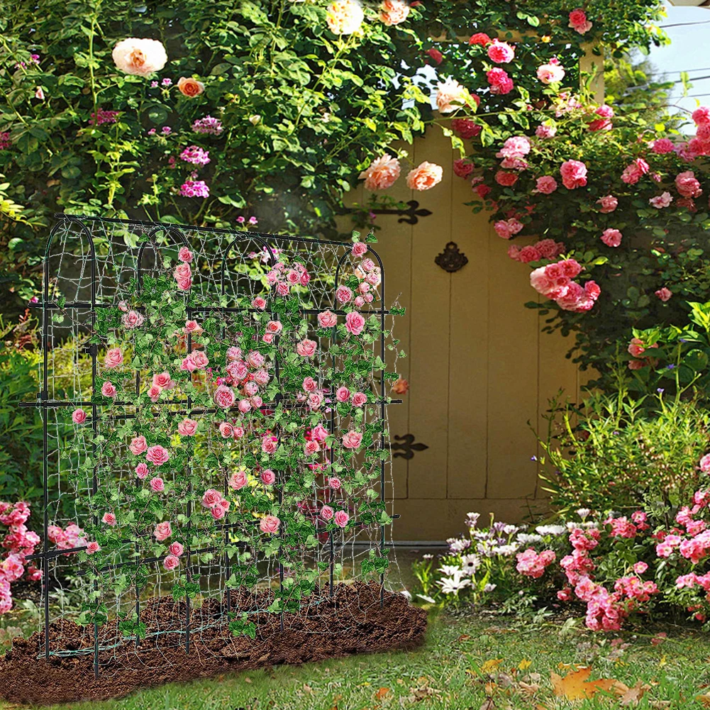 

Garden Cucumber Trellis Large Metal Trellis Climbing Arch Plants Support Vine Stand for Vegetable Beans Fruit Grow Trellises