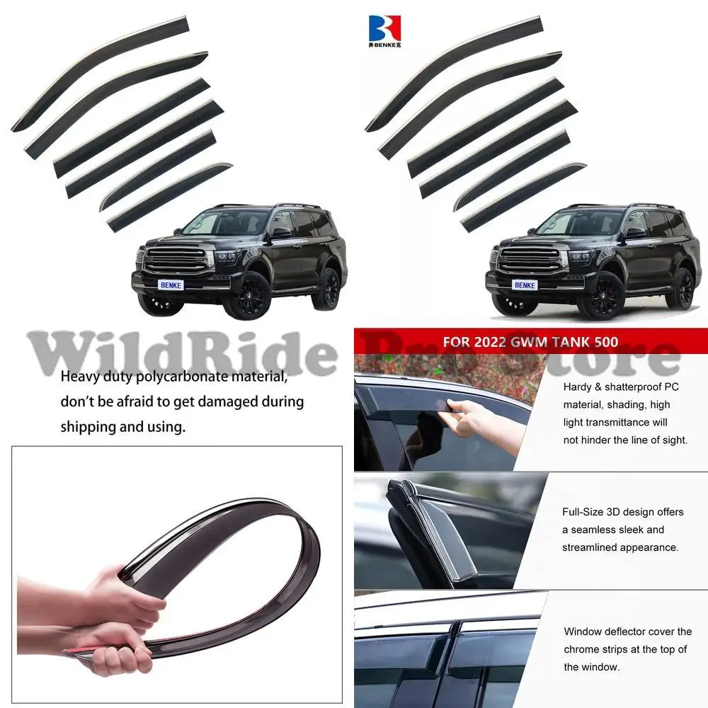 

1 set GWM fuel tank 500 2022 sun rain cover vent shade deflector side window air guide front part plus fear 4 door sunshade