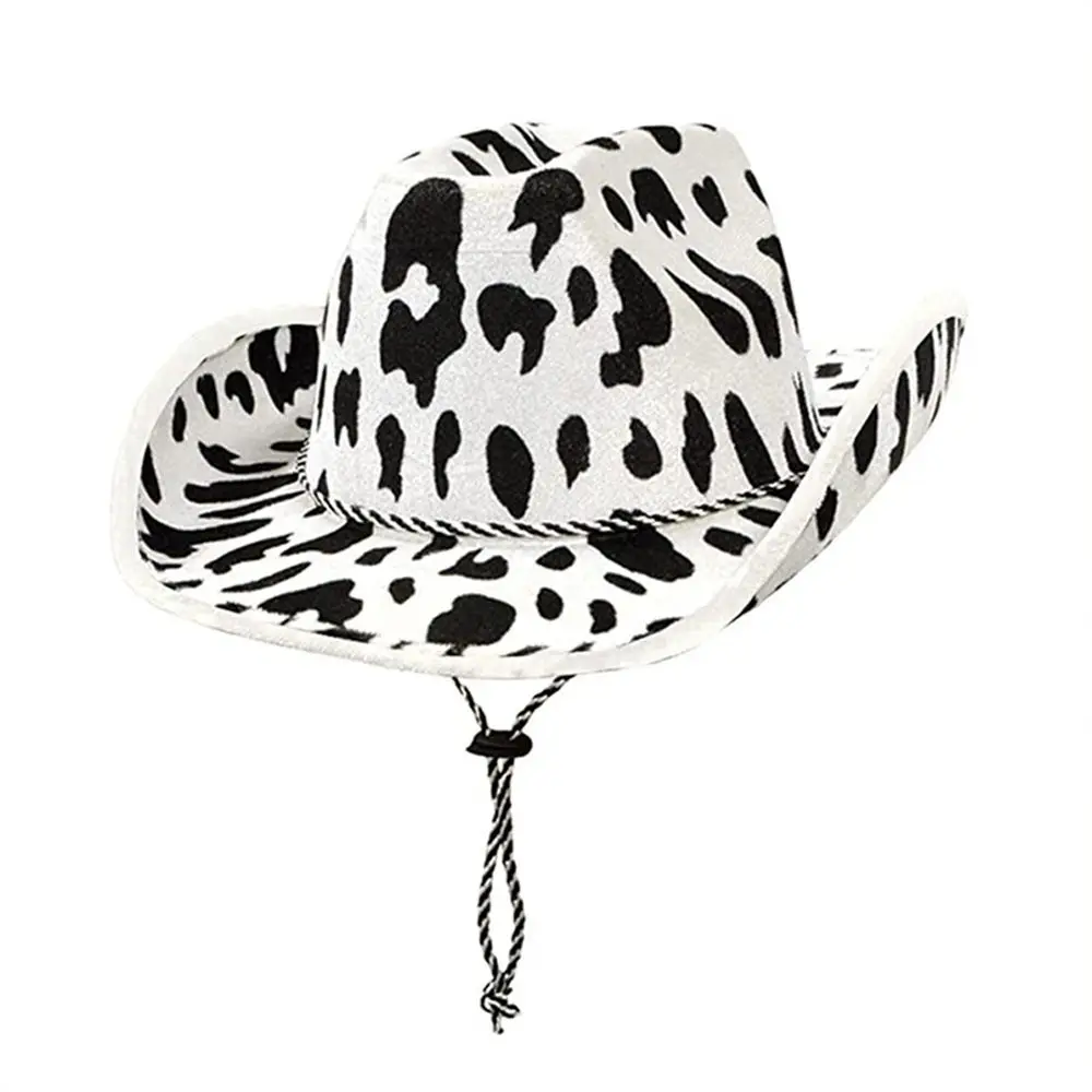 

Cool White Pink Star Drawstring Windproof Sequin Girl Cap Cowboy Hat Cowgirl Hat Stetson