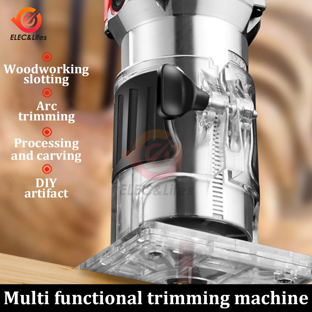 220V 800W 30000rpm Manual Wood Router Woodworking Electric Trimmer With Milling Cutter Machines Power Carpentry Tool Combo Kit