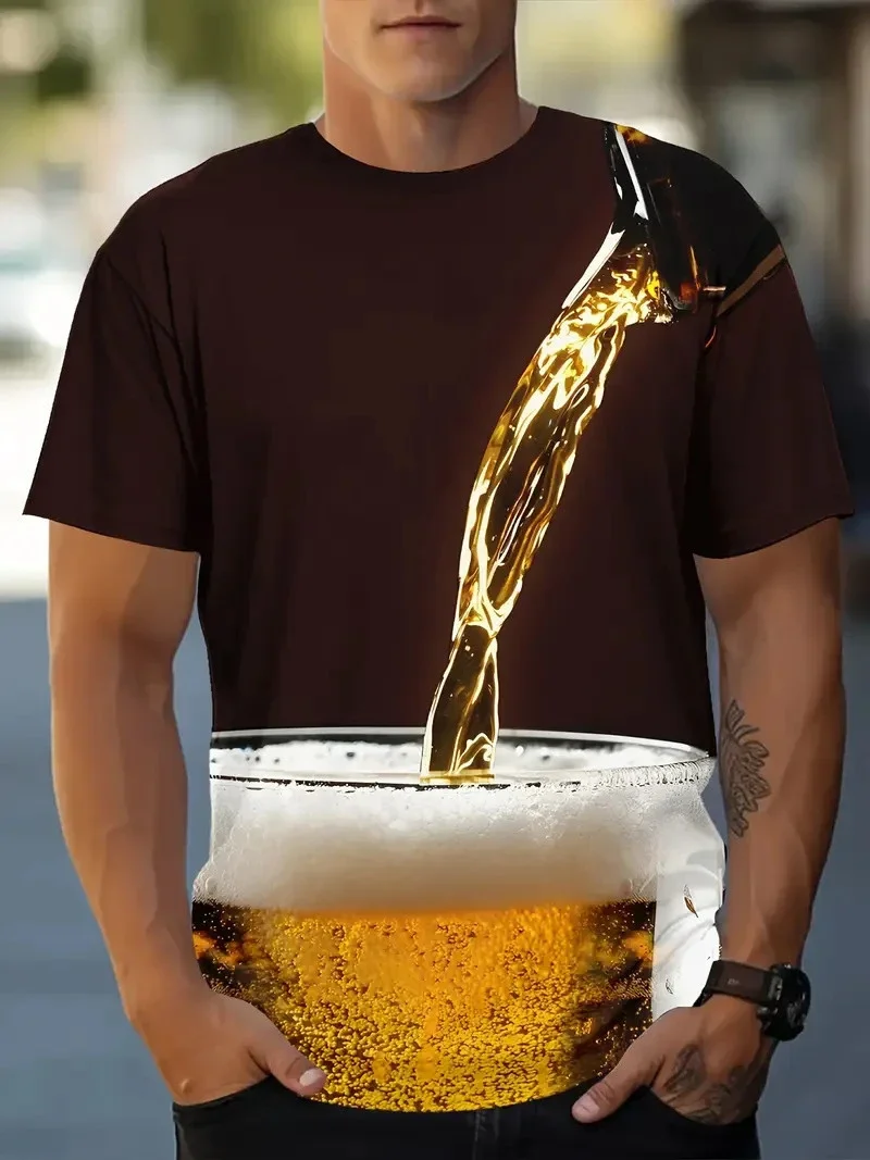Herren 3D Cartoon Frosch-Print T-Shirt Sommer Rundhals Kurzarm Lässiges Streetwear Atmungsaktives Oberteil