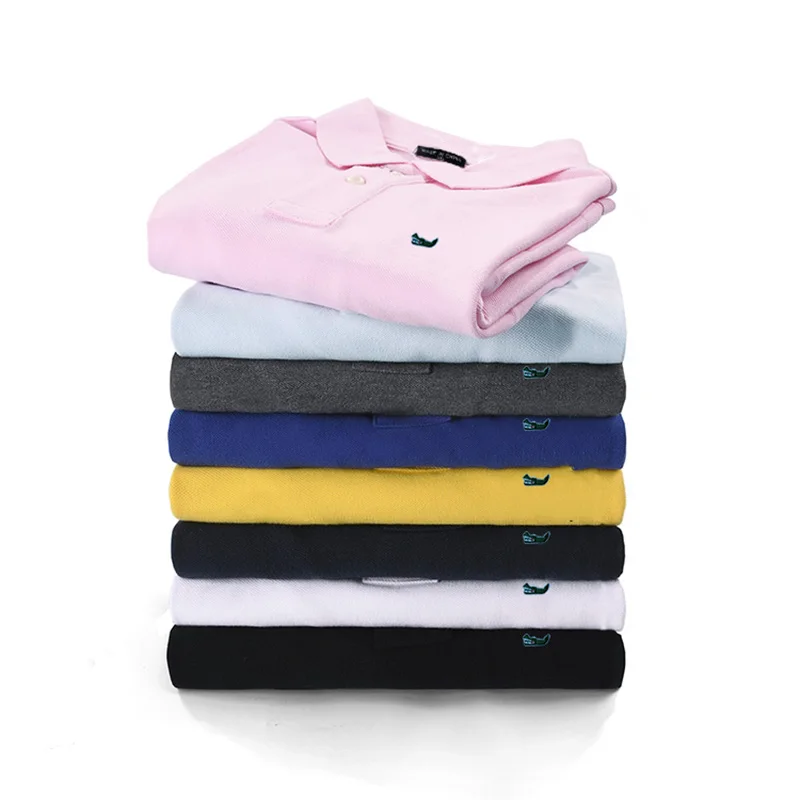Polo de marca de lujo para hombre, camiseta informal de manga larga, 100% algodón, Color sólido, con solapa