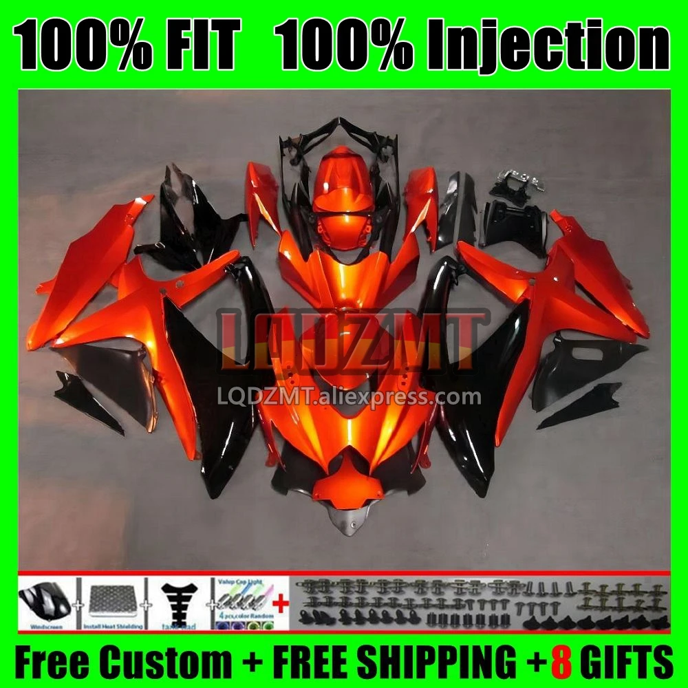 Injection Body For SUZUKI GSXR 600 750 K8 GSXR600 5No.8 GSXR750 GSX-R600 08 Orange black 09 10 GSXR-750 2008 2009 2010 Fairing