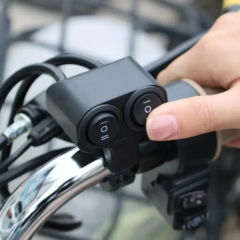 Motorcycle Handlebar 12V Headlight Switch Dual Button Control Waterproof 3-Wire Spotlight Switch Tricycle Headlight  Horn Switch image 4