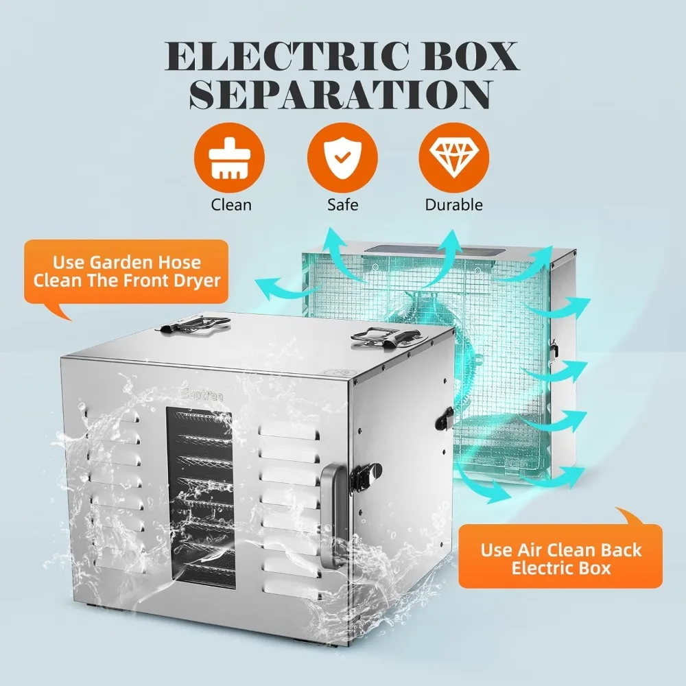 육포와 허브를 위한 10단 식품 건조기, 최대 17평방피트 사용 가능, 195 ℉   온도, 1000W 분리형